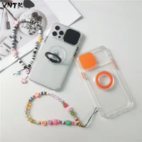 clear invisible ring buckle holder girl soft case for iphone 11 12 pro max x xs xr max with lanyard anti drop phone cover fundas