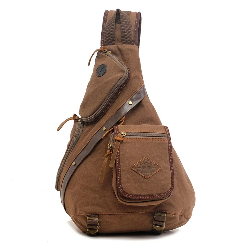 Fashionable New Multi-Functional Canvas Bag Large-Capacity Chest Bag Dual-Purpose Men's Cross-Body One-Shoulder Backpack M313