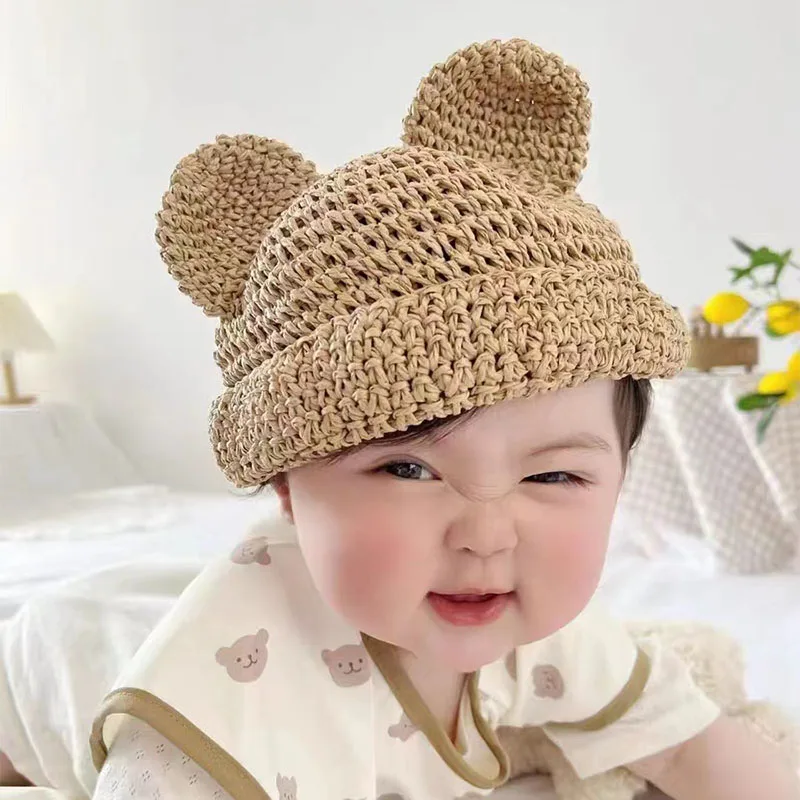 

Детская шляпа летняя детская соломенная шляпа с маленьким медведем