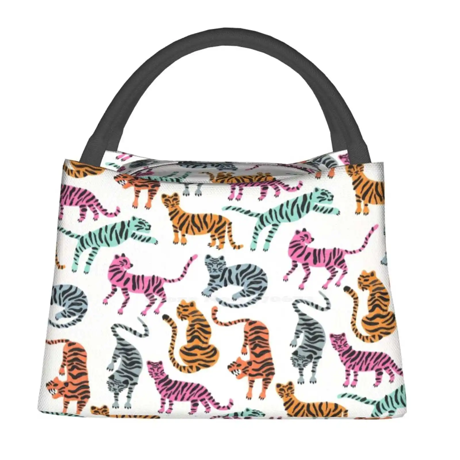 

Коллекция Tiger-розовая и синяя палитра Портативная сумка для завтрака изолированная сумка Тигр Гепарды кошки джунгли