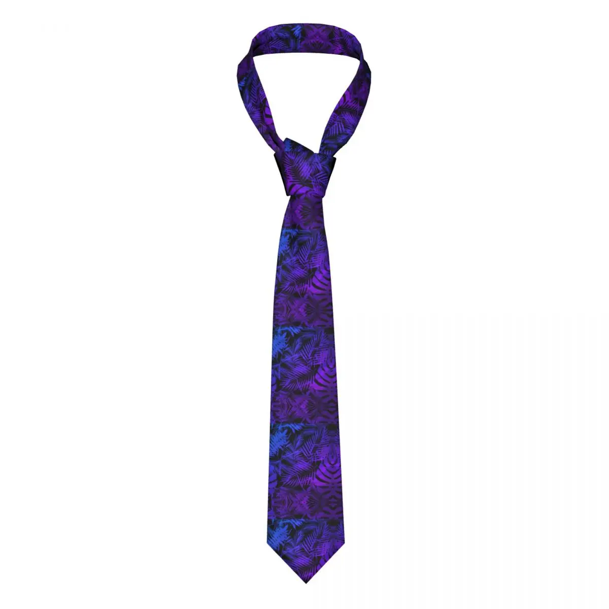 

Tropical Palm Leaf Tie Purple Ombre Print Polyester Silk Design Neck Ties Gift Formal For Man Blouse Cravat
