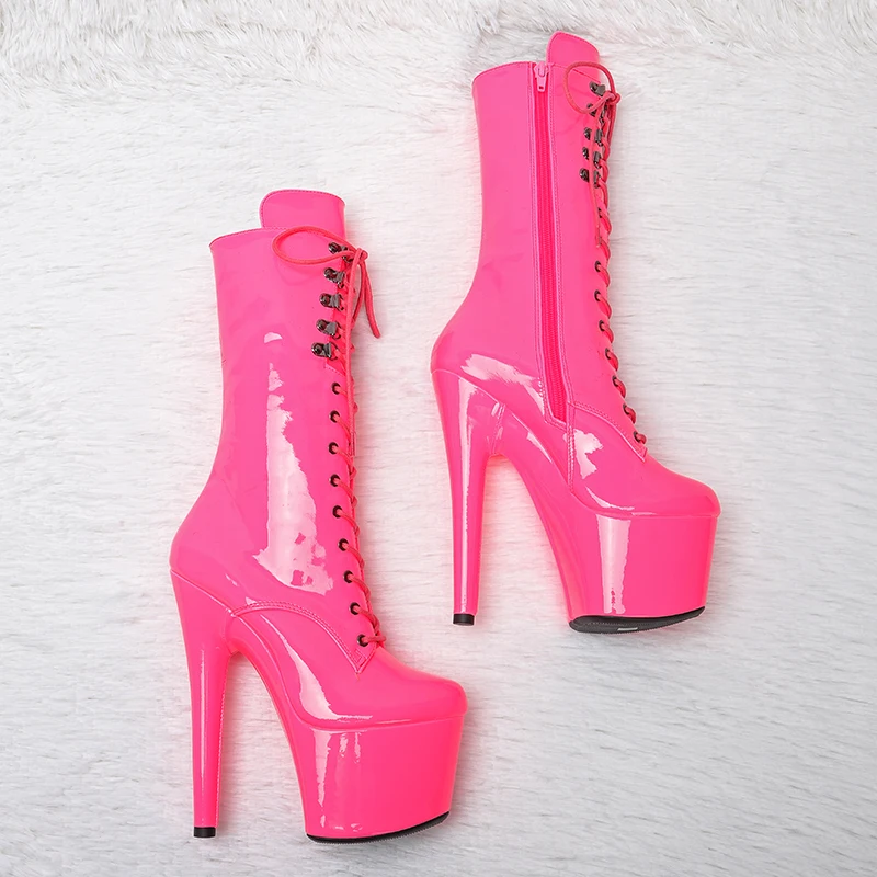 Leecabe 17CM/7inches  Ankle Boots Sexy Fetish Stripper Shoes  Women Pole Dance Models Catwalk Show High Heels platform boot 4B