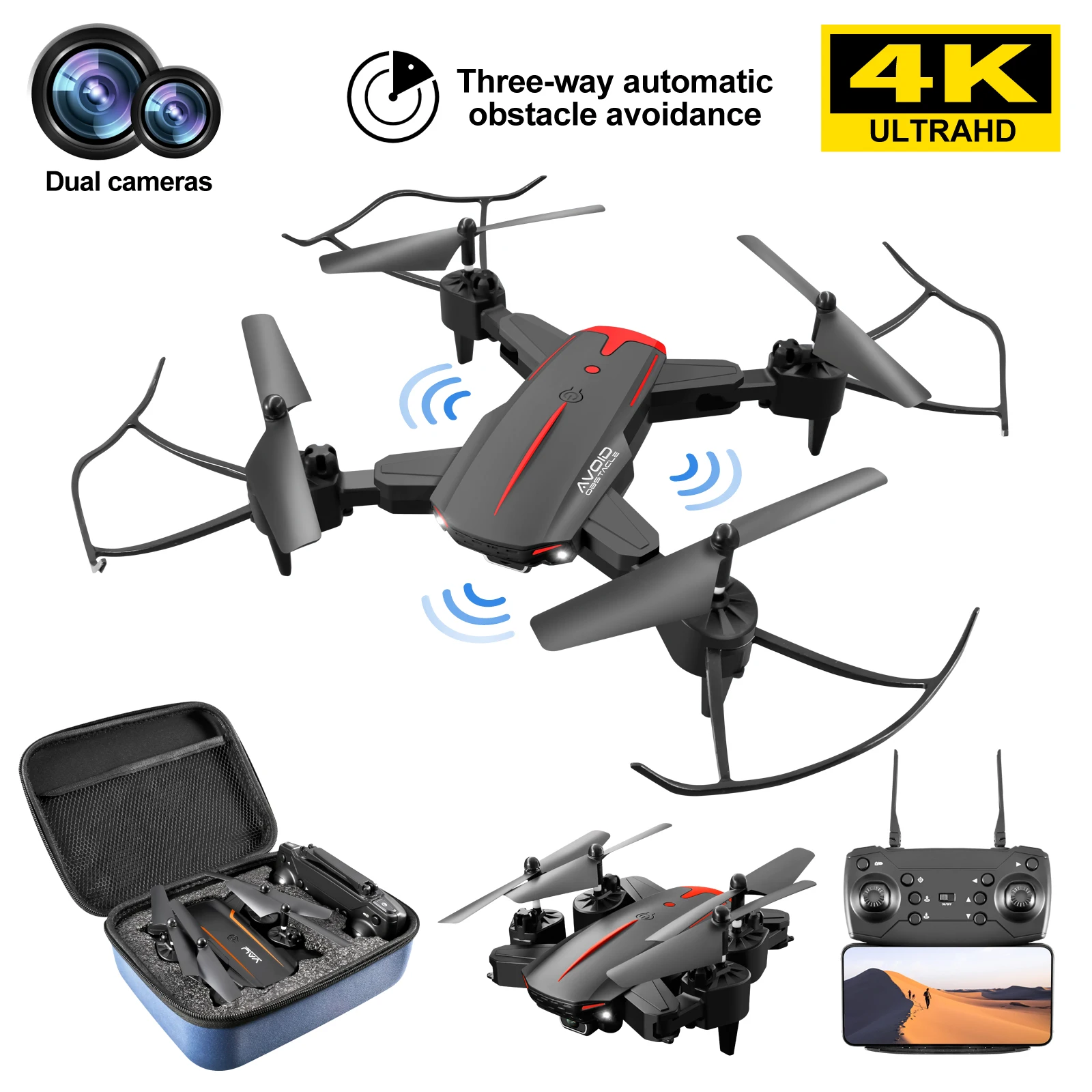2021 New KY605 Drone HD Dual Camera 3-Avoidance RC Dron Used To Make Tiktok Video New Year Gifts For Teens Boys