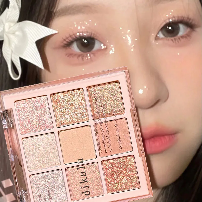 

9 Colors Pearly Glitter Eyeshadow Palette Shimmer Waterproof Matte Pigment Brighten Shiny Eye Shadow Powder Makeup Pallete