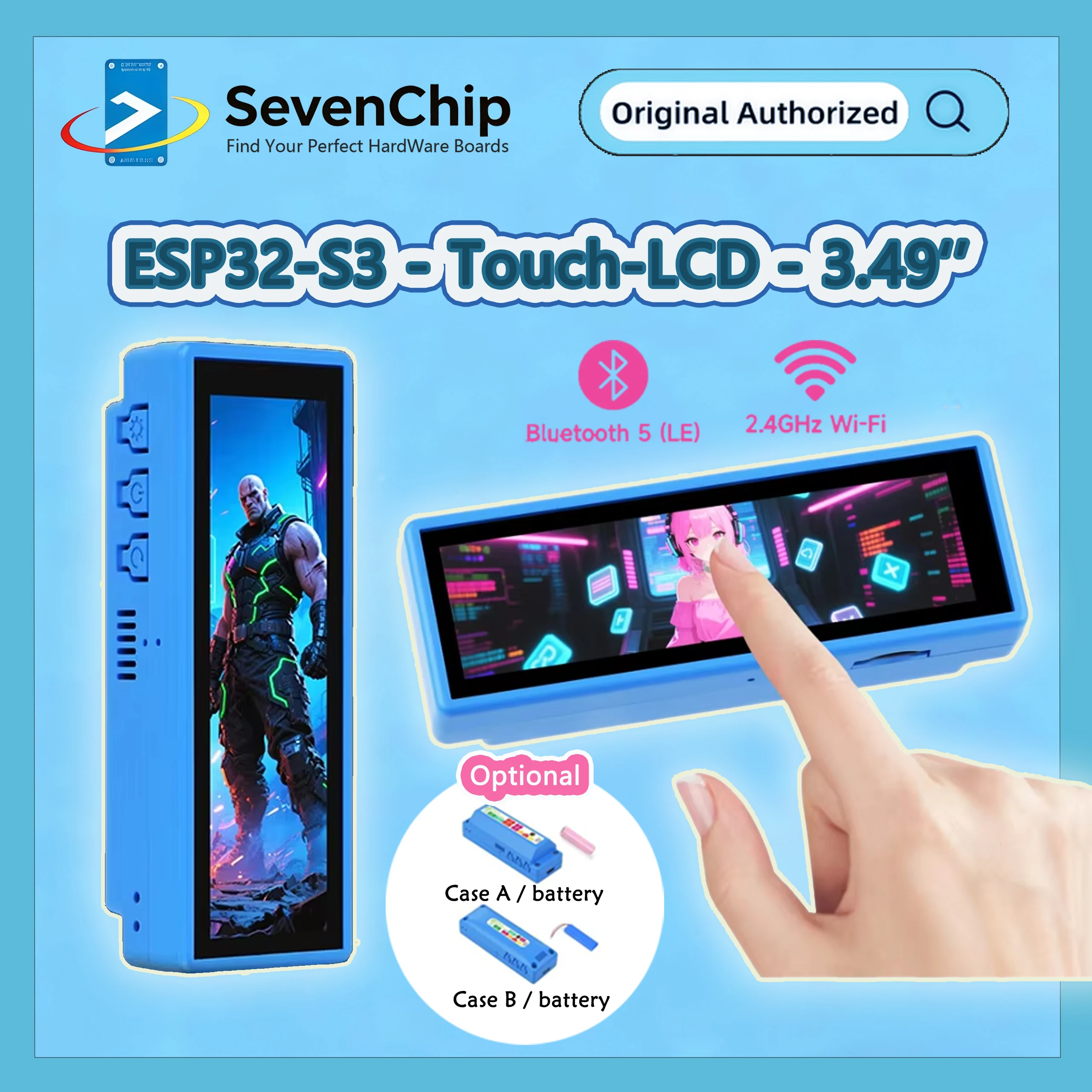 Фото Waveshare ESP32-S3 3,49-дюймовый емкостный сенсорный IPS-дисплей, высокопроизводительная плата разработки ESP32-S3 172×640 R8 Dual-cor №1