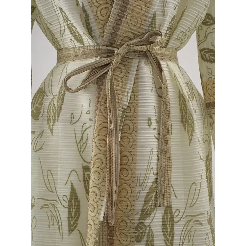 Новая Осенняя плиссированная Длинная ветровка с принтом мусульманской Абайи