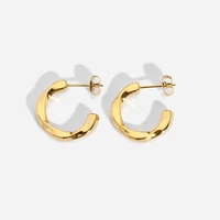 waterproof stainless steel stylish small twisted hoop earrings for women ladies plated gold color mini wave stud jewelry gift