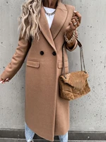 2022 spring wool womens coat quilted long sleeve solid khaki windbreaker female autumn fashion elegant ladies coats clothing