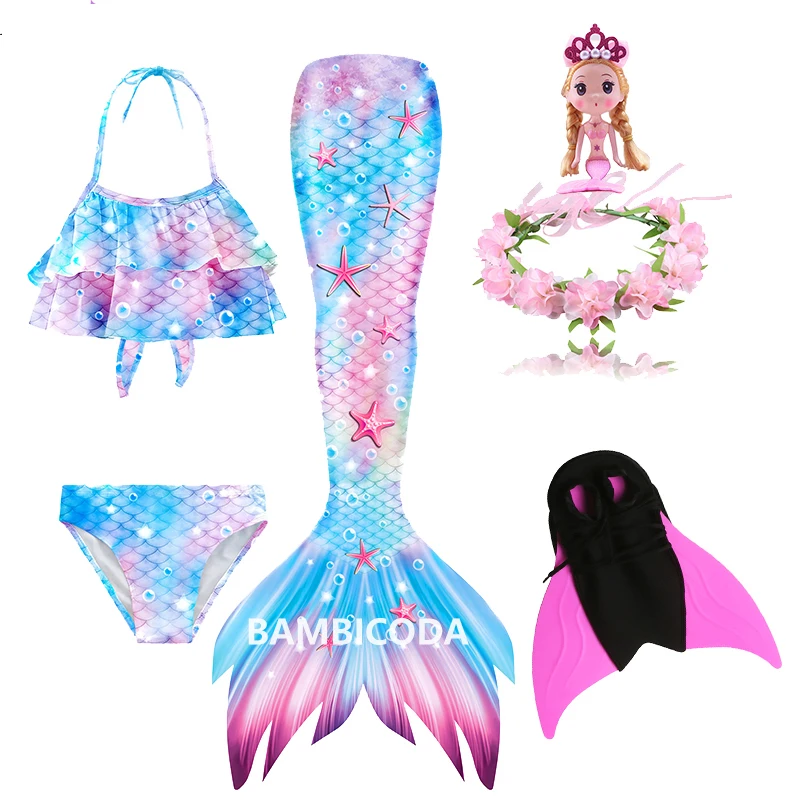 

Купальный костюм для девочек с хвостом русалки в зарубежном стиле