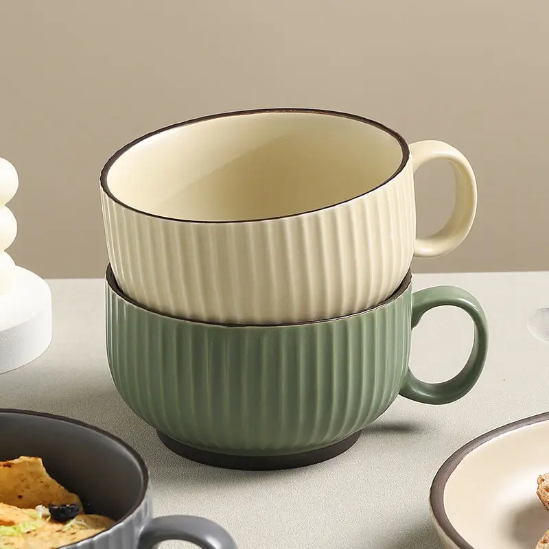 

New Breakfast Cup Oatmeal Cup Large Capacity Mug Nordic Style Household Milk Cereal Cup Tea Cup Ceramic Cup Coffee Cup