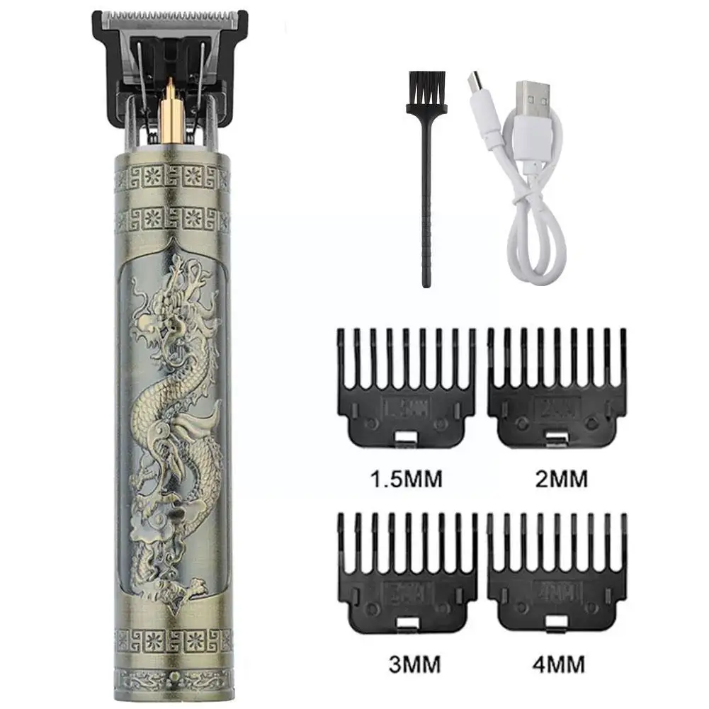 

Bronze One-piece Dragon Phoenix Electric Hair Hair Tool Barber Rechargeable Trimmer Men's Cutting Machine USB Hair Q8O2