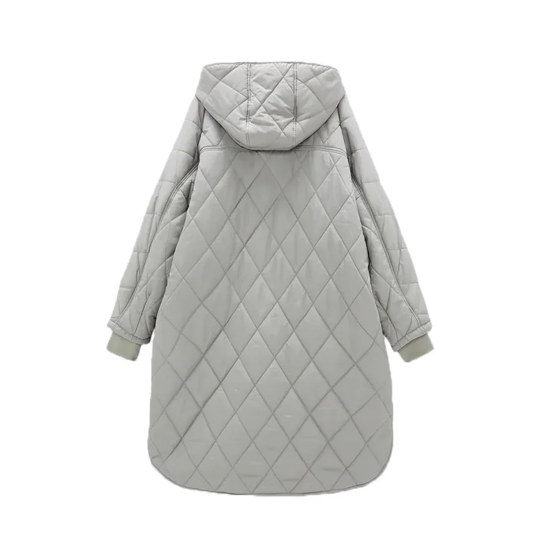 Winter Women's Coat Hooded Parkas Jackets Warm Long Jacket Hoody Overcoat Plaid Fashion Long Coat Solid Oversize Outwear 2023