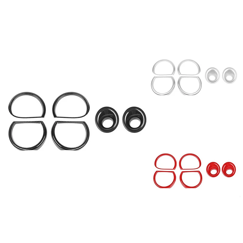 

For 2015-2021 Dodge Challenger Headlight Cover Front Fog Light Cover Trim Decorative Frame Accessories, 6PCS