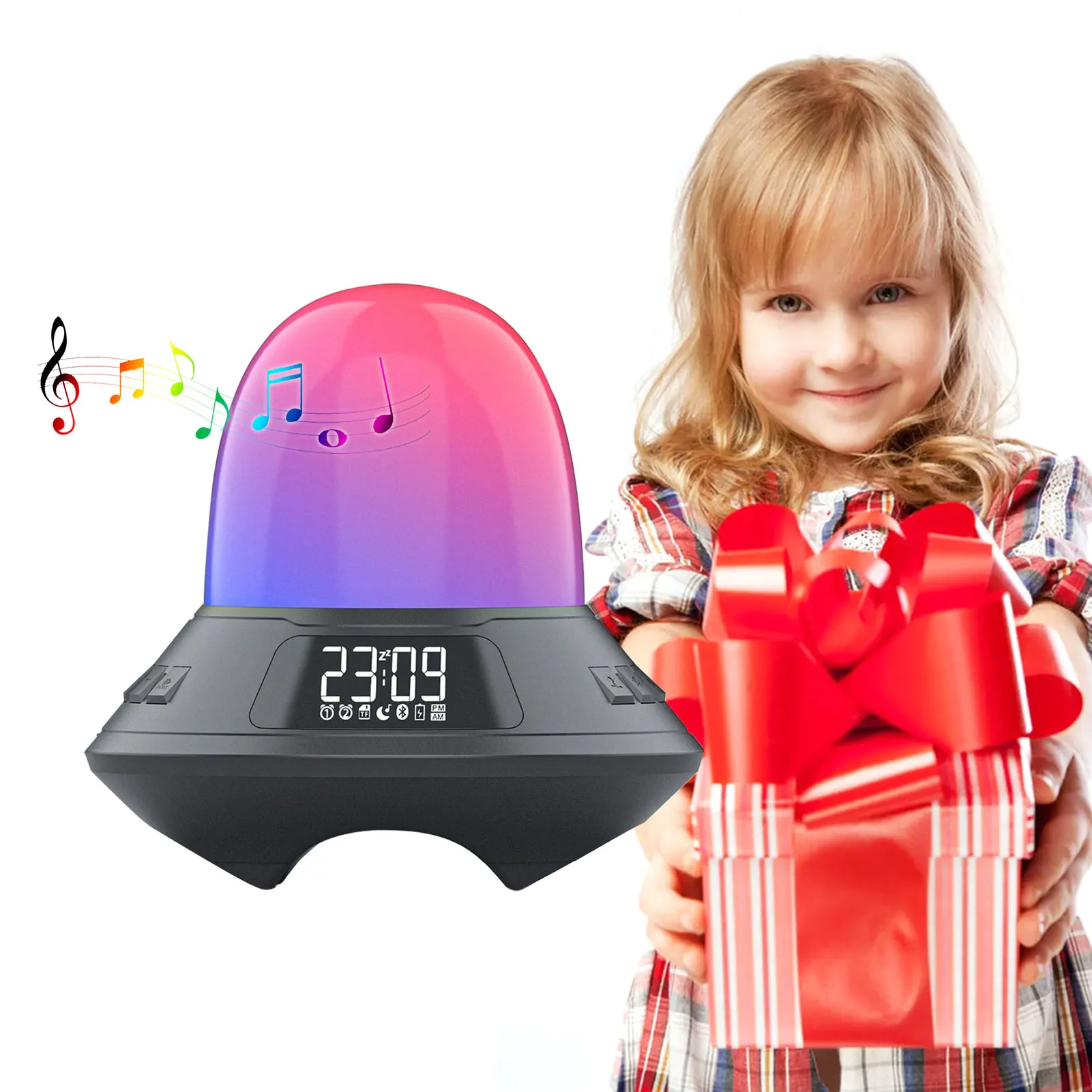 

Light Up Alarm Clock Kids Digital Clock With Wake Up Sound Function Gentle White Noise Sound Machine With 10 Soothing
