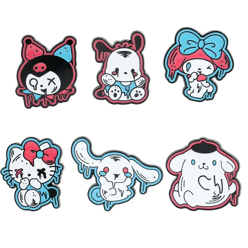 

Sanrio Hello Kitty Cartoon Brooches Enamel Lapel Pins Anime Figures Kuromi Cinnamoroll Melody Kawaii Metal Badge Fashion Jewelry