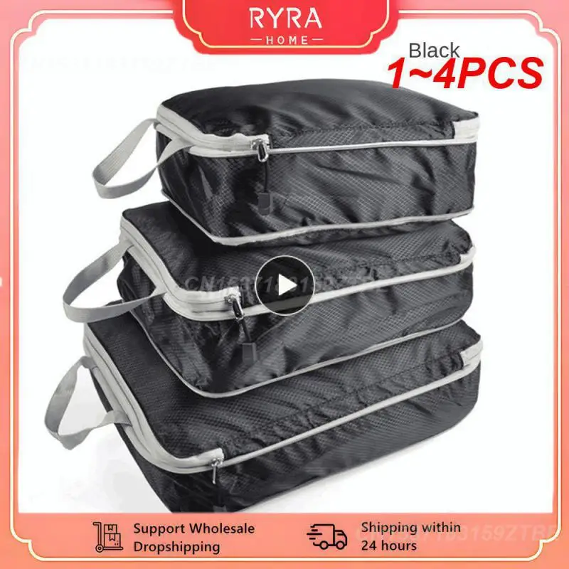 

1~4PCS Travel Storage Bag Compressible Packing Cubes Nylon Portable With Handbag Luggage Organizer Foldable Waterproof Travel