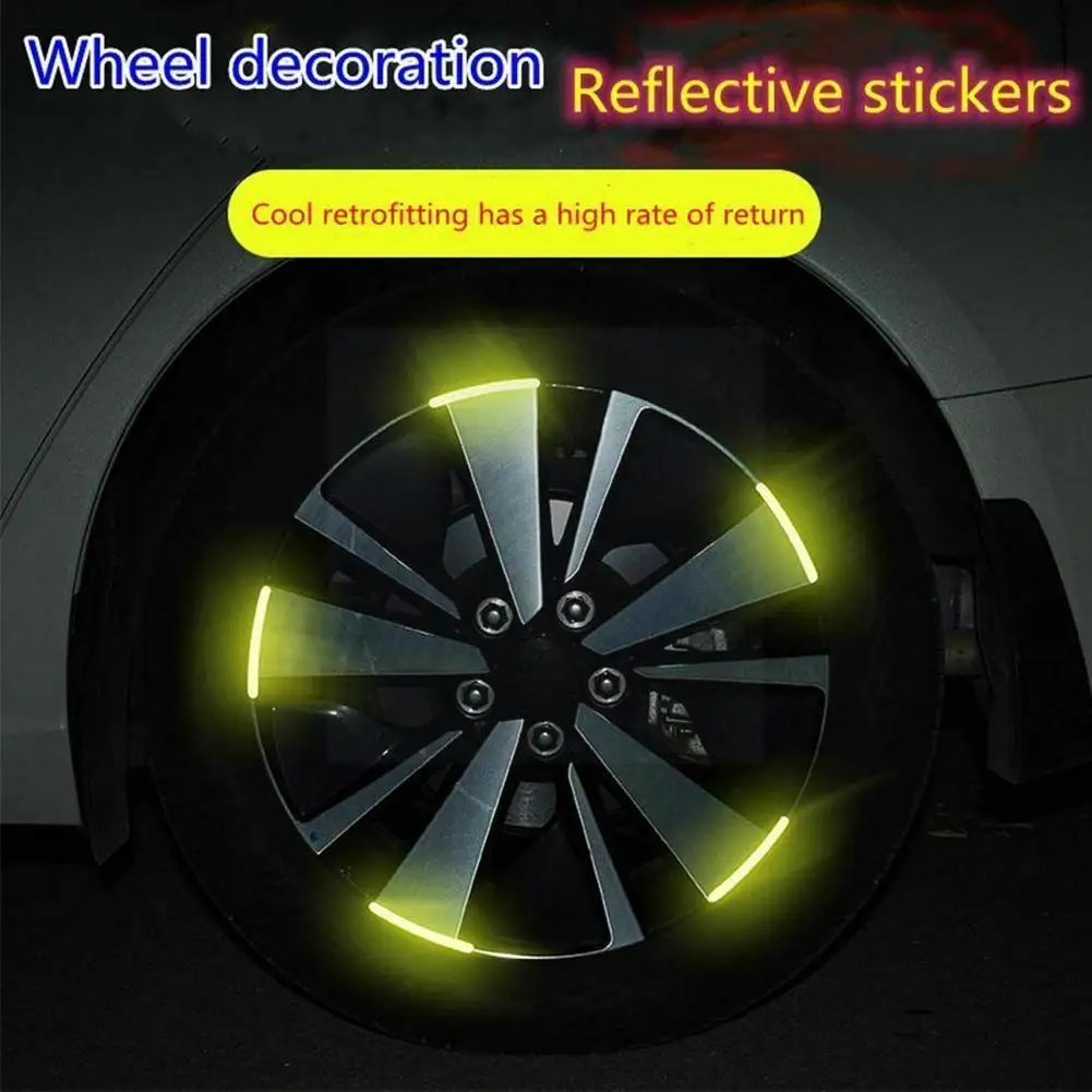

Tire Reflective Sticker Wheel Car Body Stickers Warning Reflective Tire Luminous Decoration Stickers Stripe Stickers Hub Wh M1V5
