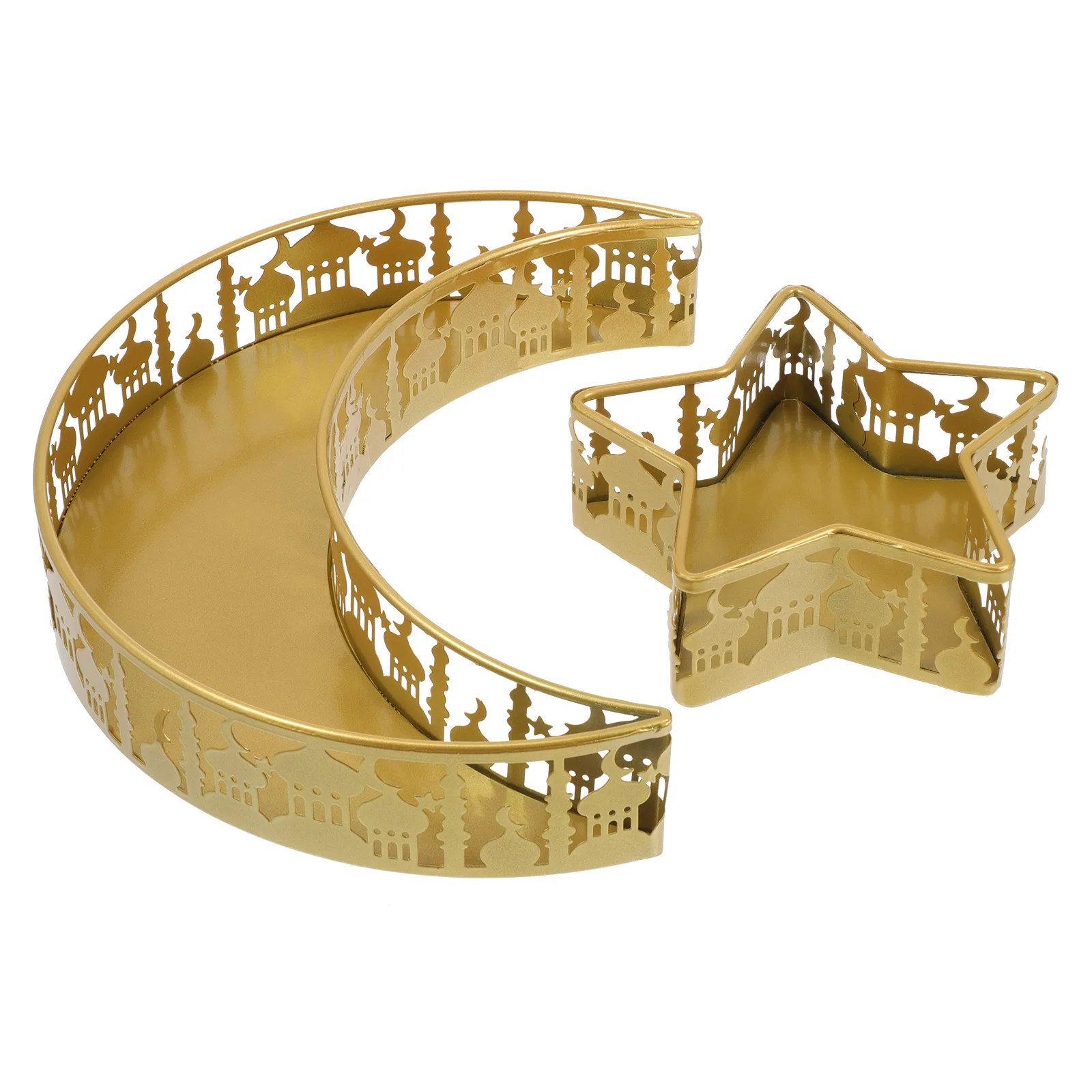 

2 Pcs Trays Wrought Iron Trays Muslim Trays Retro Hollow Trays for Decoration Home Banquet