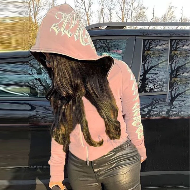 Женские куртки 2022 модные готические толстовки гранж-панк свободные в стиле