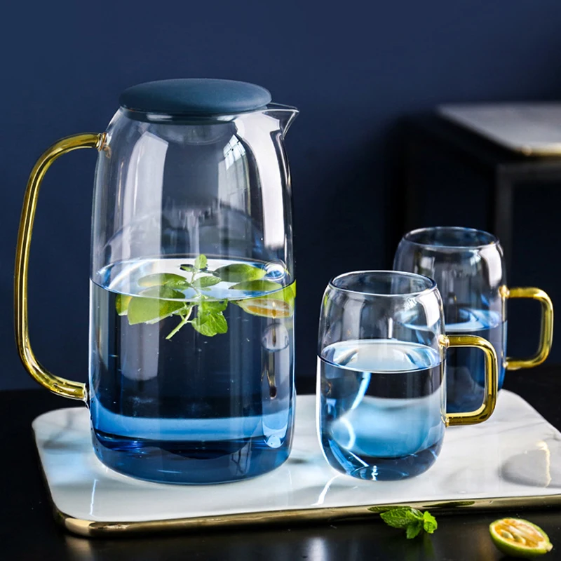 

Стеклянный кувшин для воды, домашний чайник, стеклянный кувшин для воды с ручкой для кипячения холодных напитков, стеклянный кувшин