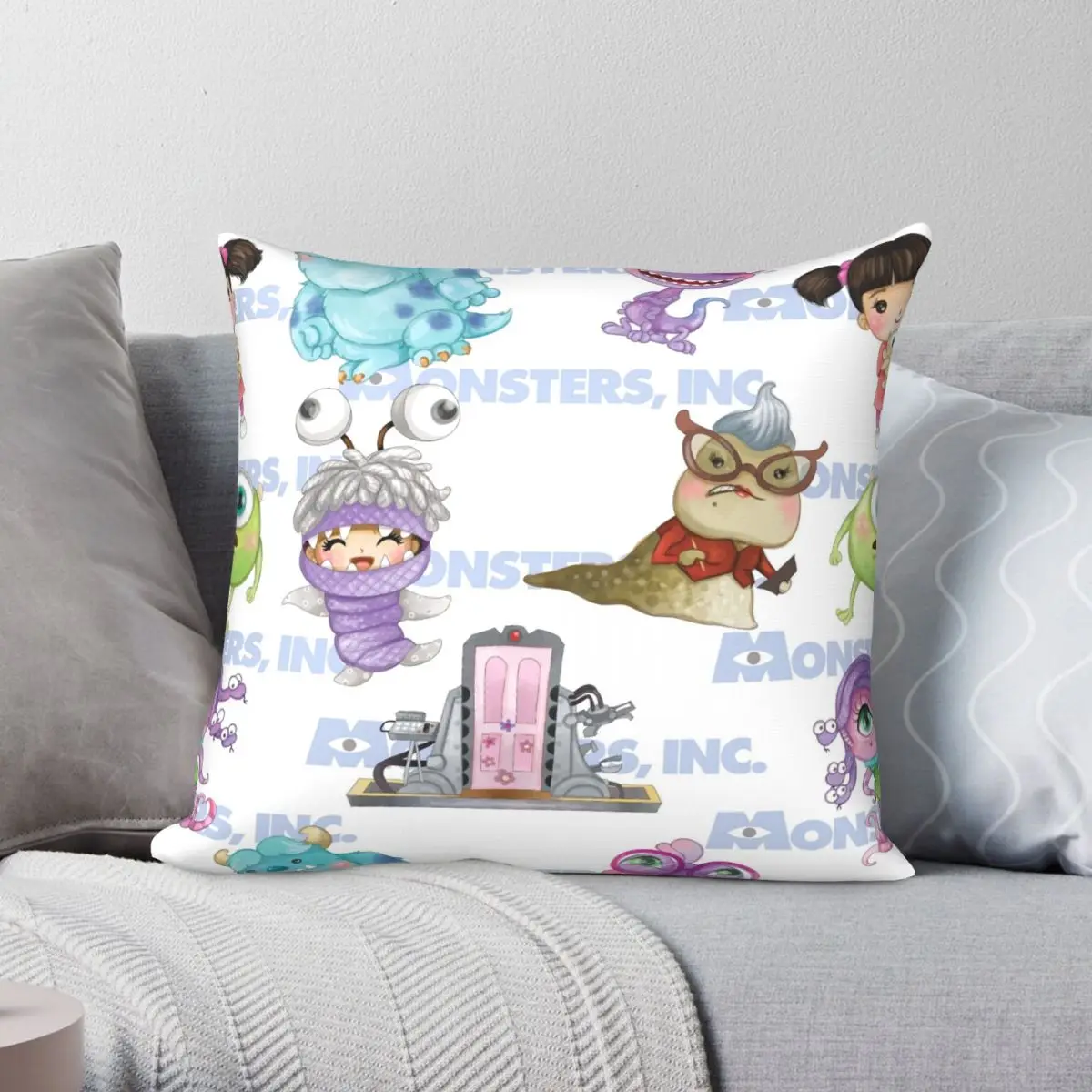 

Monsters Incorporated Square Pillowcase Polyester Linen Velvet Creative Zip Decor Home Cushion Cover