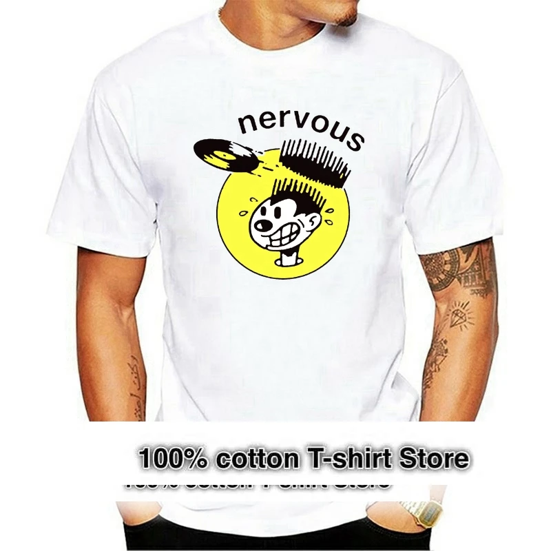 Nervous Records Music Production House Logo Men'S White T-Shirt Size S - 3Xl Loose Plus Size? Tee Shirt
