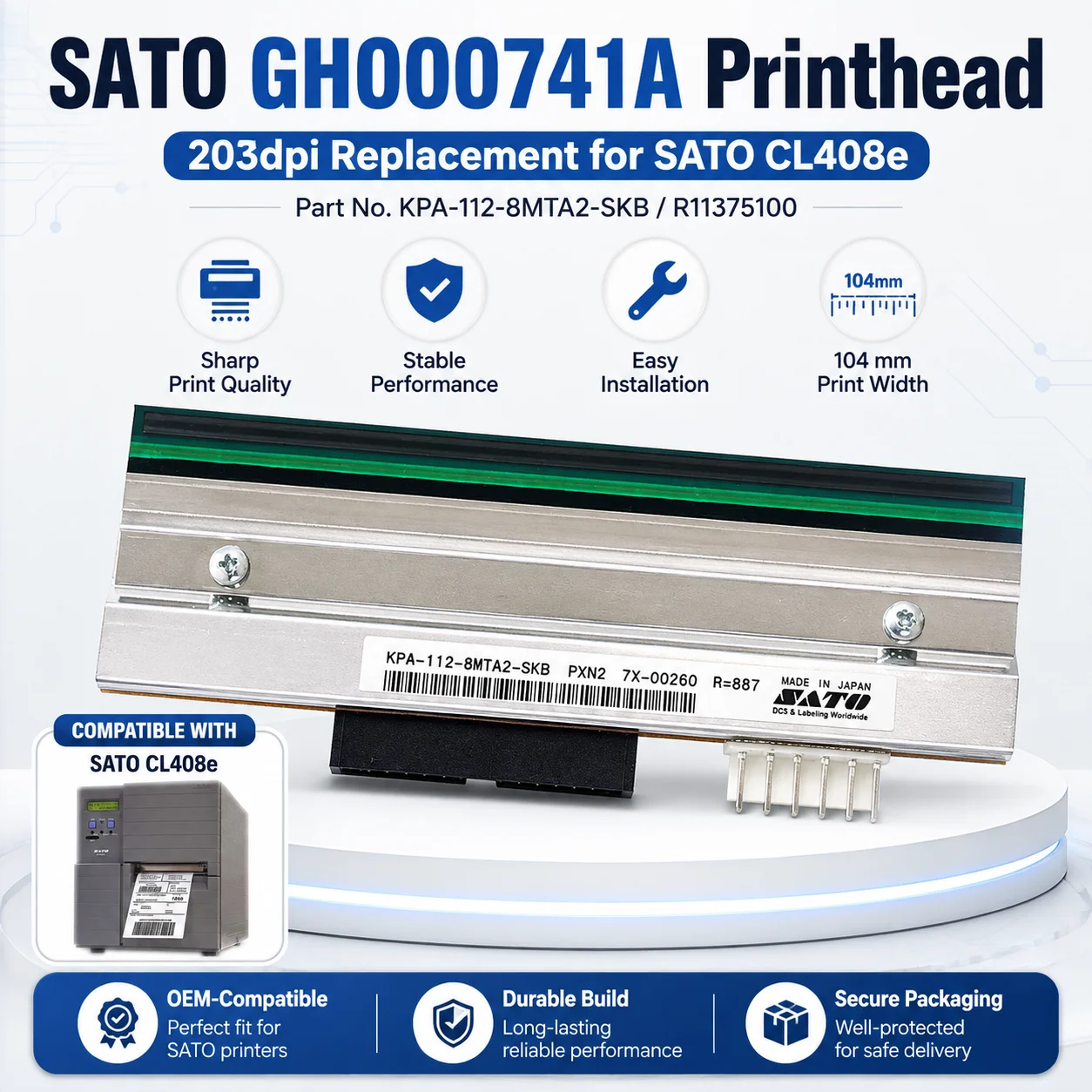 Фото Бесплатная доставка, новая оригинальная печатающая головка SATO CL408E 200DPI KPA-112-8MTA2-SKB GH000741A. №1