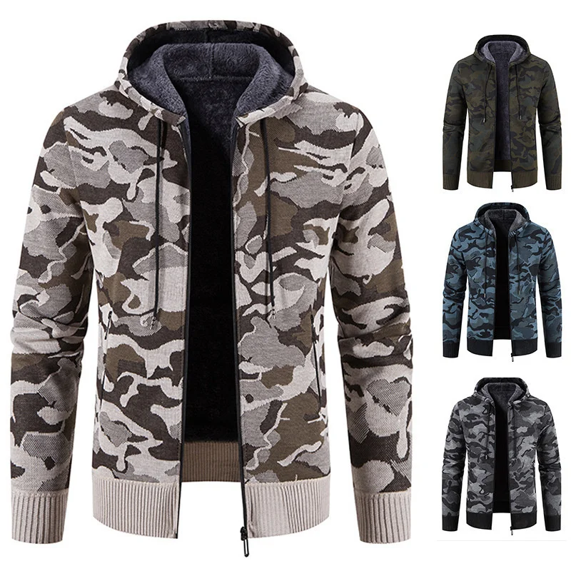 

2022 New Sweater Cardigan Men's Camouflage Printed Hoodie Zipper Jackets Autumn Winter Slim Fit Fashion Casual Coat