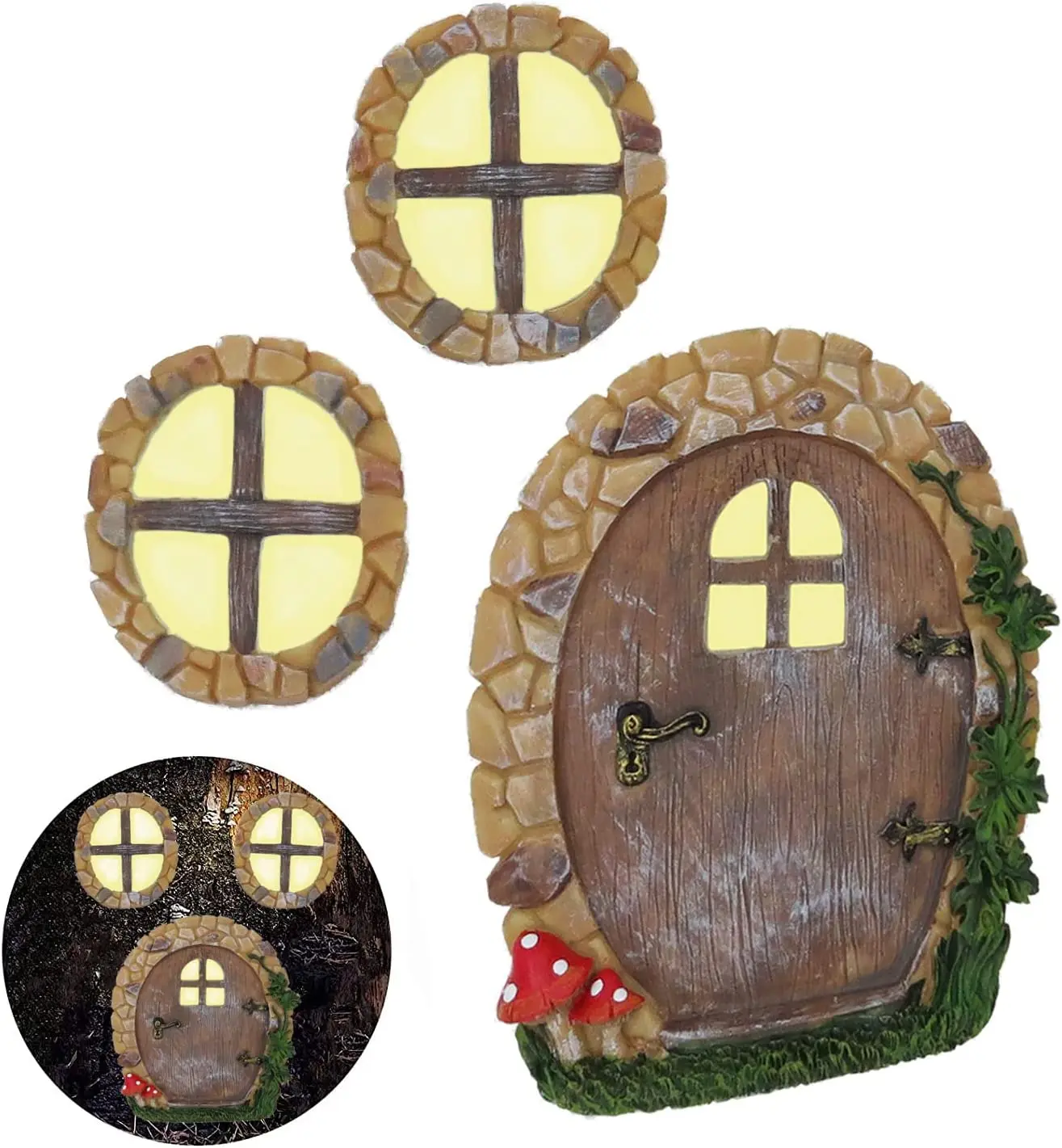 

Miniature Garden Statue Fairy Gnome Home Window Door Glow In The Dark Outdoor Decoration Tree Hugger Elf Home Yard Art Figurines