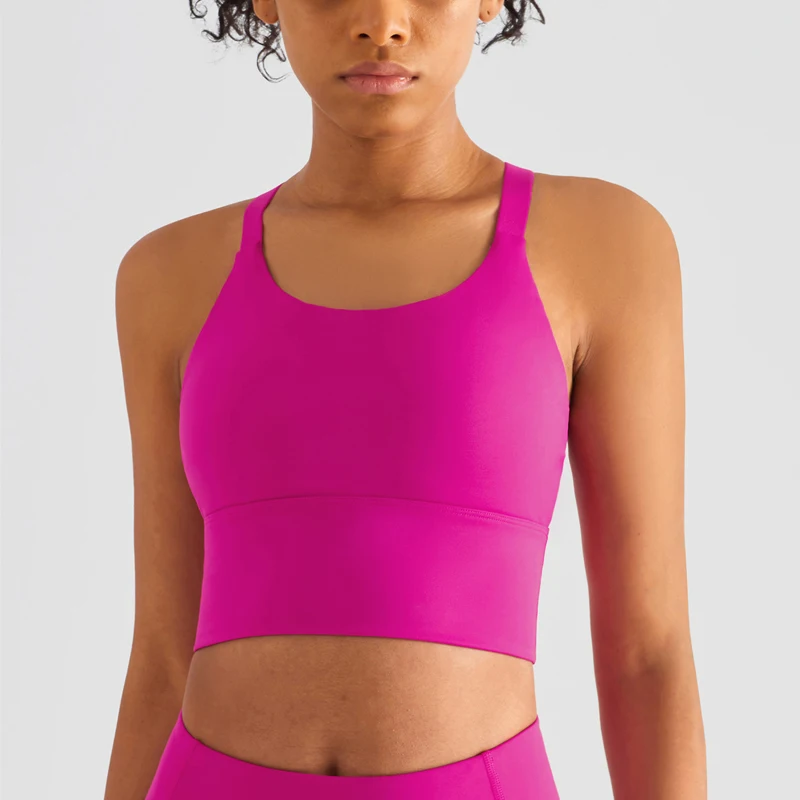 Lulu Women's Bra Naked Yoga Backless Sports Bra Cropped Underwear Sets Adjustable Shoulder Straps Seamless Gym Fitness Tank Top