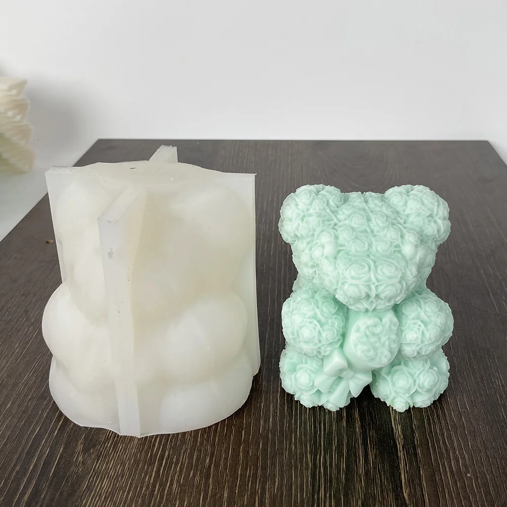 Большой медведь силиконовая форма для свечей 3D объятие любовь роза поделки