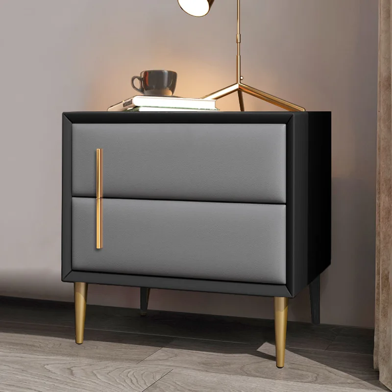 

Nordic Solid Wood Contrast Color Locker Simple Master Bedroom Bedside Cabinet Light Luxury Bedside Table Leather Furniture