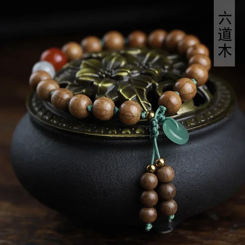 Старые материалы Шесть деревянных самодельных денег на анкган ручная цепочка 0 8