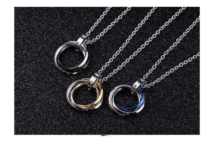 

Three ring simple male and female lovers Pendant Necklace