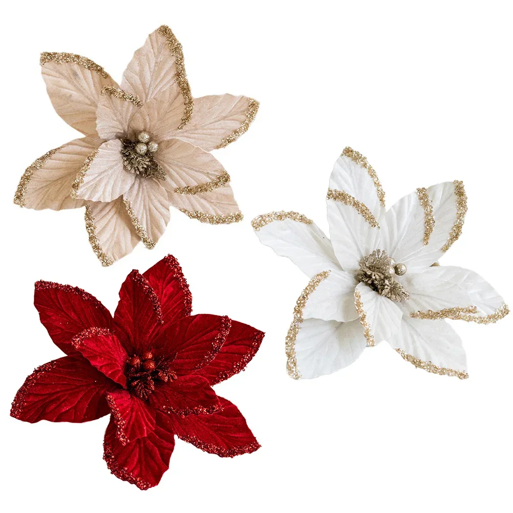 Christmas Holiday Decorations Glitter Christmas Poinsettia Long-lasting Realistic Design Beautiful Baubles Design (art.: 3920cdcddbca1) - 3920cdcddbca1