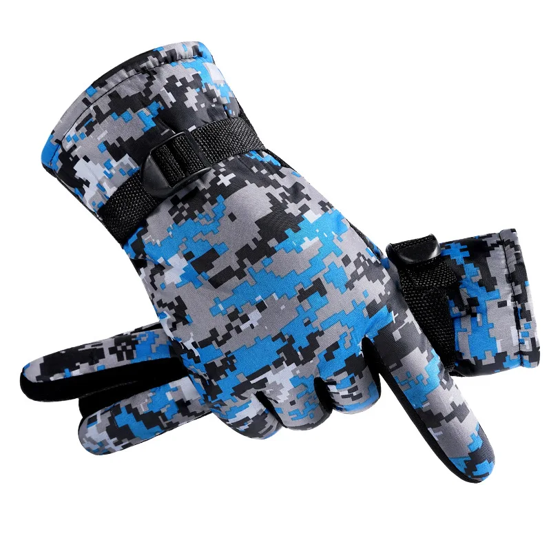

Autumn Winter Camo Two Cotton Cotton Ski Warm Wool Thick Gloves Wind Resistance Fashion Cycling Gloves