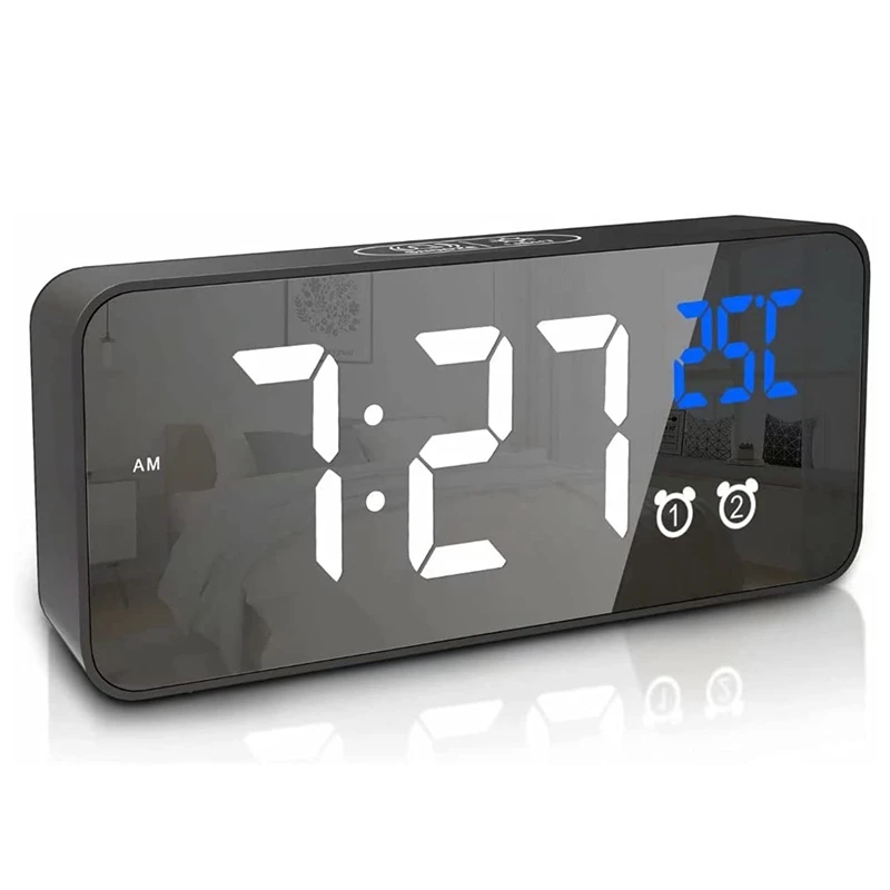

Digital Alarm Clock, Portable Travel Alarm Clock with LED Display, Desktop Clock Snooze and Double Alarm Functions