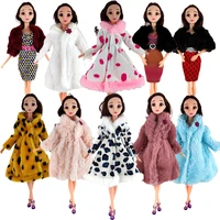 fashion doll clothes 30 cm long sleeve soft fur coat tops skirt dress winter warm casual wear accessories doll clothes kids toy