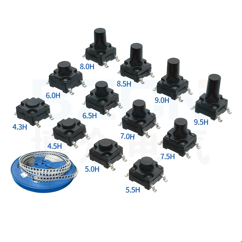 

20 шт. SMD 6*6*4,3 мм 6X6X4.3/4,5/5,0/5,5/6,0/6,5/7,0/8,0/8,5/10/11 мм тактильный Кнопка микро водонепроницаемый переключатель мгновенный