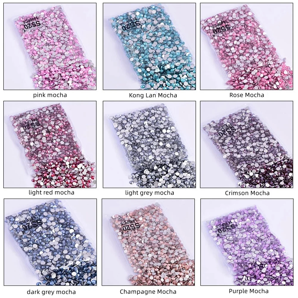 

ss6-ss30 Glass Crystal Mocha Flat Bottom Nail Art Diamond Silver Plated DIY Phone Case Rhinestone Jewelry Nail Art Accessories