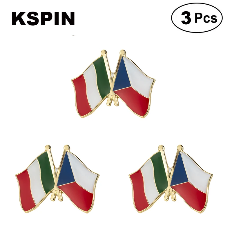 

Italy and Czech Rep Friendship Flag Lapel Pins Badges Brooches