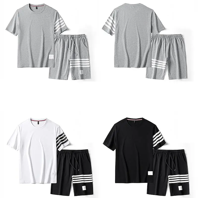 Ropa Short Sleeve Men Clothing Korea Fashion Mens Designer Clothes Summer 2 Piece Sets 2023 Men Outfit T-Shirts & Shorts Clothes