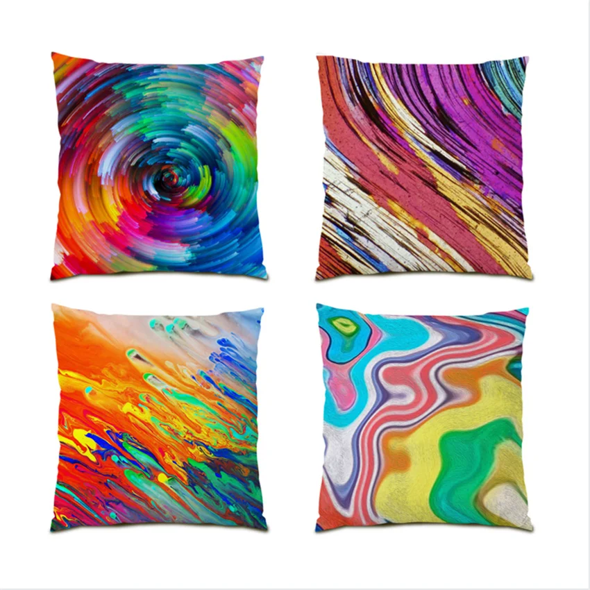 

Abstraction Home Comfort Decor Home Decoration 45x45 Cushion Flax Oil Painting Velvet Couch Pillows Pillow Case Cushions E0086