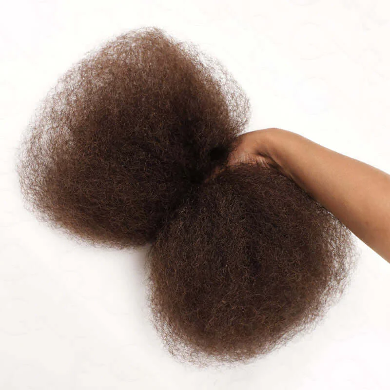 Фото Наращивание волос QVR Dark Brown Afro Kinky Bulk для плетения косичек, дредов, афро-кудри, натуральные волосы без креплений, 50 грамм/упаковка №4