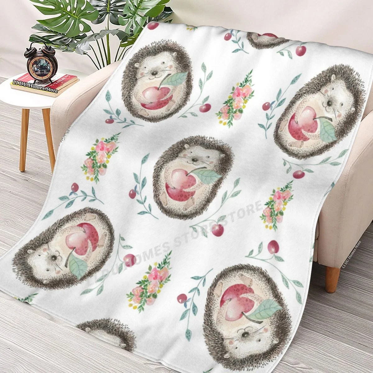 

Flower Apple Hedgehog Throw Blanket flannel Collage Blanket Bedding soft Cover Bedspreads Blankets