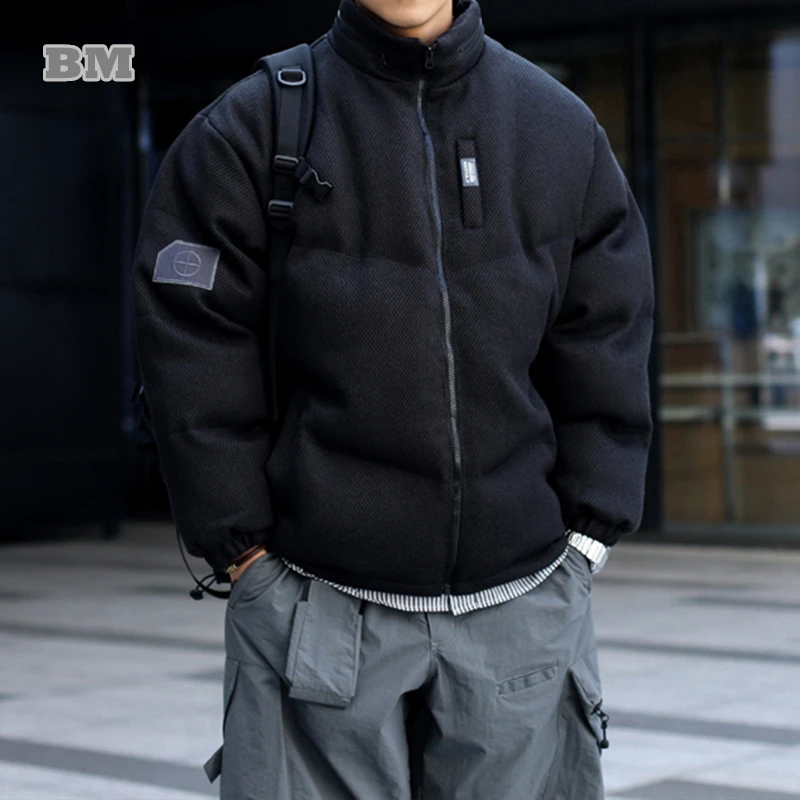 

Winter American Vintage High Quality Parkas Men Clothing Japanese Streetwear Stand-Up Collar Padding Jackets Korean Thick Coat