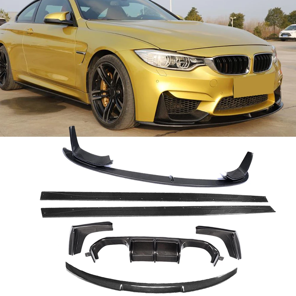 

M3 M4 Body Kits Car Bumper Lip Diffuser Spoiler Side Skirts For BMW F80 M3 F82 F83 M4 14-19 Standard Convertible Carbon Fiber