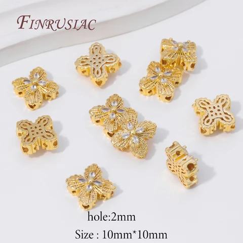 Позолоченные цветочные бусины FINRUSIAC 2/4 шт.