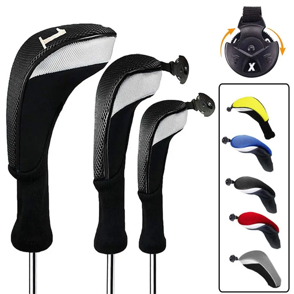 

3PCS Mesh Golf Club Head Covers Long Neck Driver 1/3/5 Fairway Woods Headcovers Golf Rod Sleeve Outdoor Golf Sport Accessories
