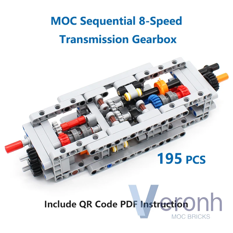 

MOC High-tech Sequential 8-Speed Transmission Gearbox Set Building Blocks Compatible Power Functions Kit Technical Bricks Toys